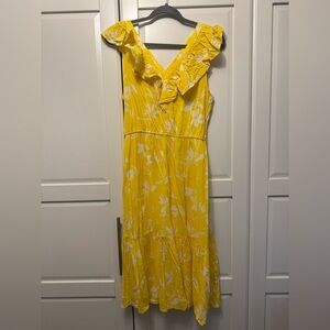 Banana Republic Yellow Floral Ruffle Dress